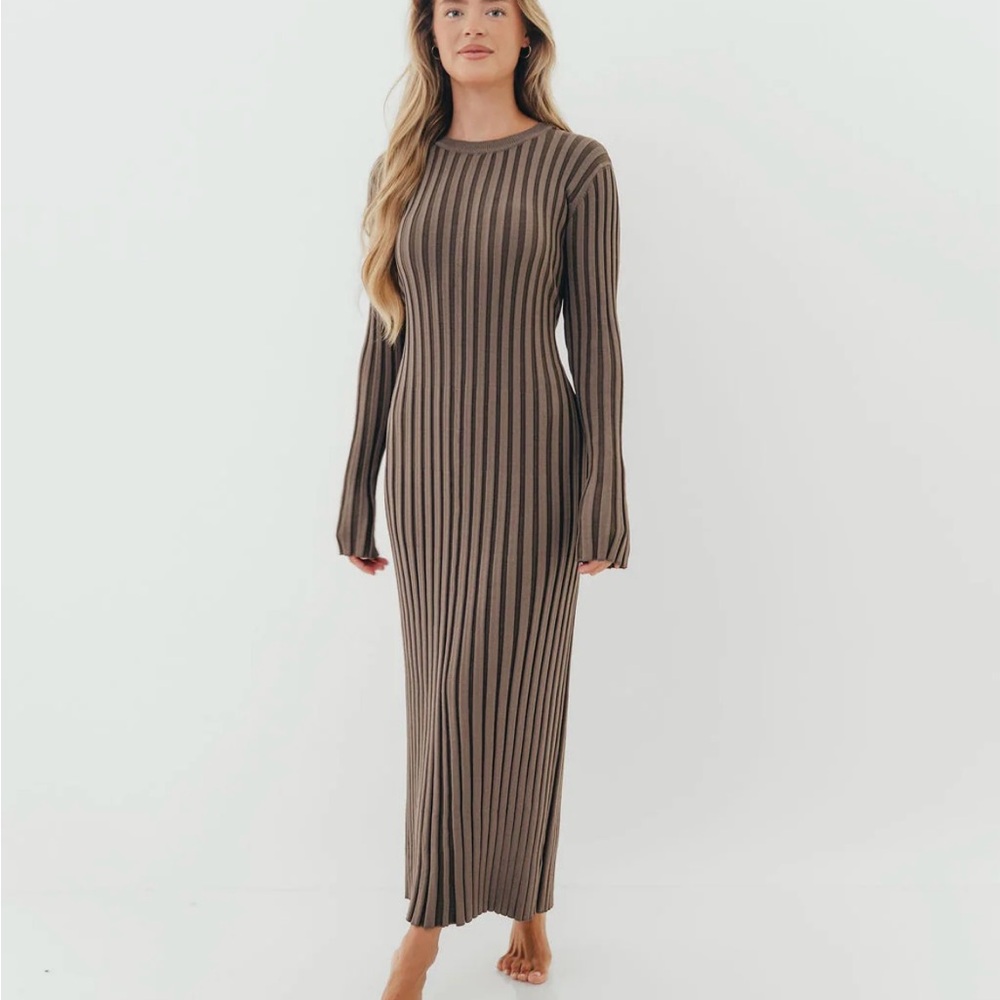 Chic Long Sleeve Striped Dress